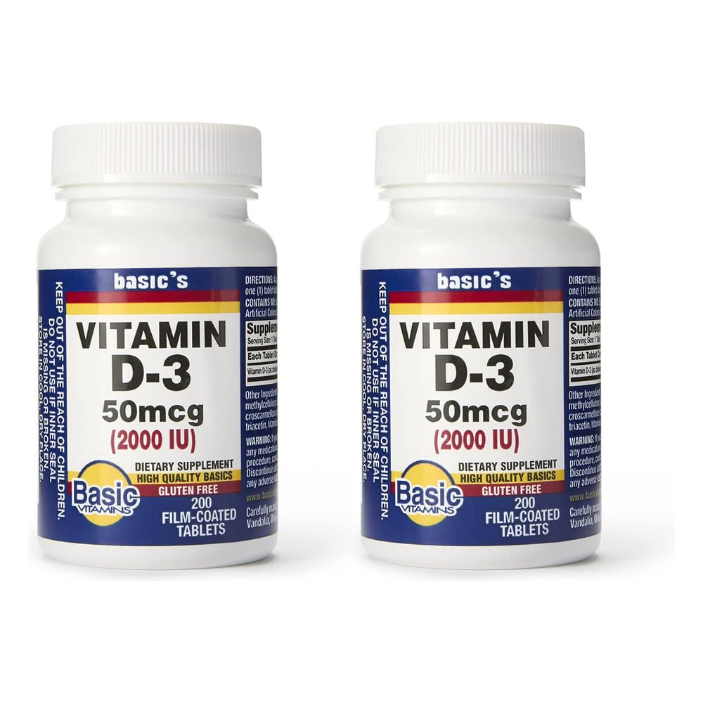Basic Vitamins Natural Vitamin D-3 2000 IU - 400 Tablets