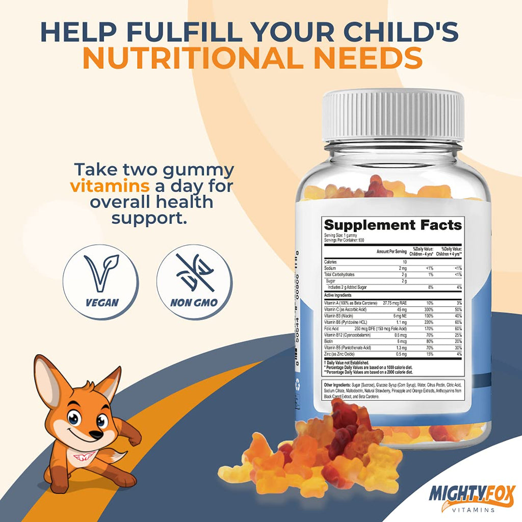 MIGHTY FOX VITAMINS Multivitamin Gummies for Kids Immune Support