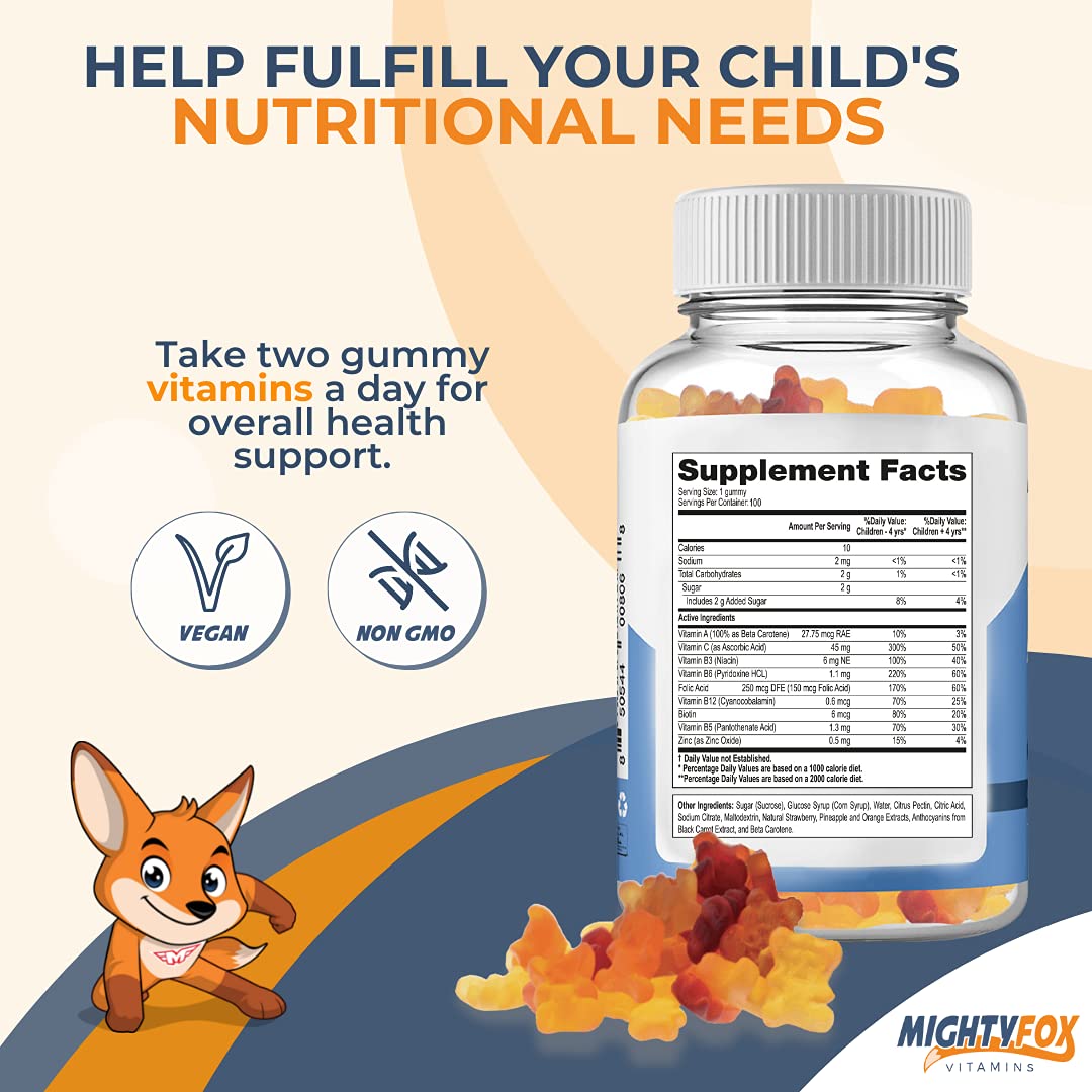 MIGHTY FOX VITAMINS Multivitamin Gummies for Kids Immune Support