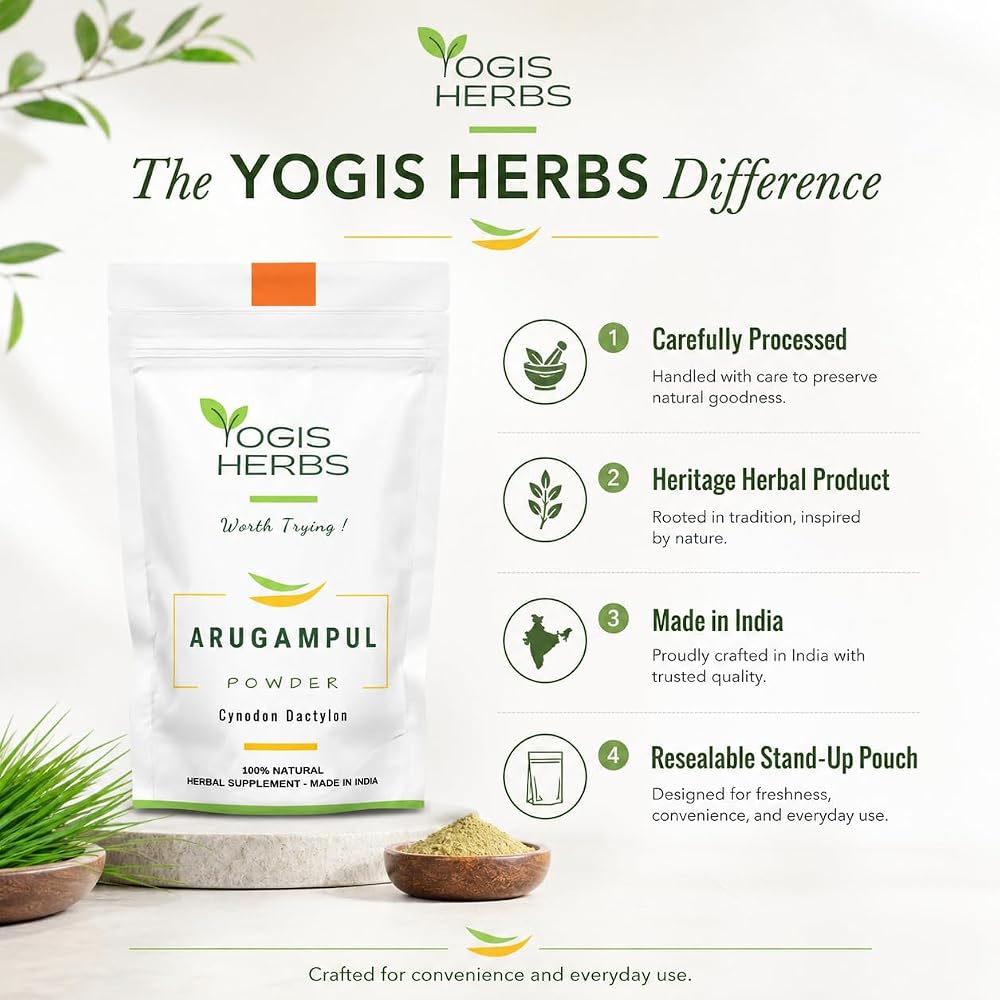 YOGIS HERBS Arugampul Powder (Bermuda Grass/Cynodon dactylon)