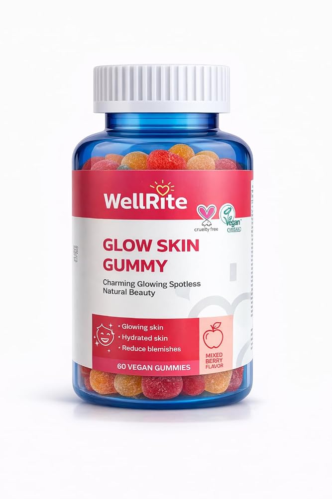 Wellrite Glow Skin Gummy Vitamins Apple Flavored - 60 Gummies