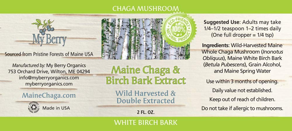 My Berry Chaga Mushroom & Birch Bark Extract Liquid - 2 Fl Oz - image 2