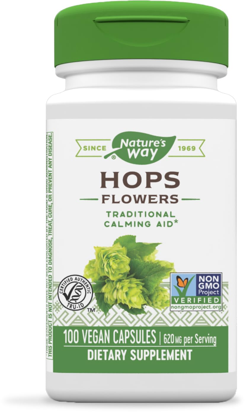 Nature's Way Premium Herbal Hops Flowers 620 mg - 100 Vegetarian Capsules