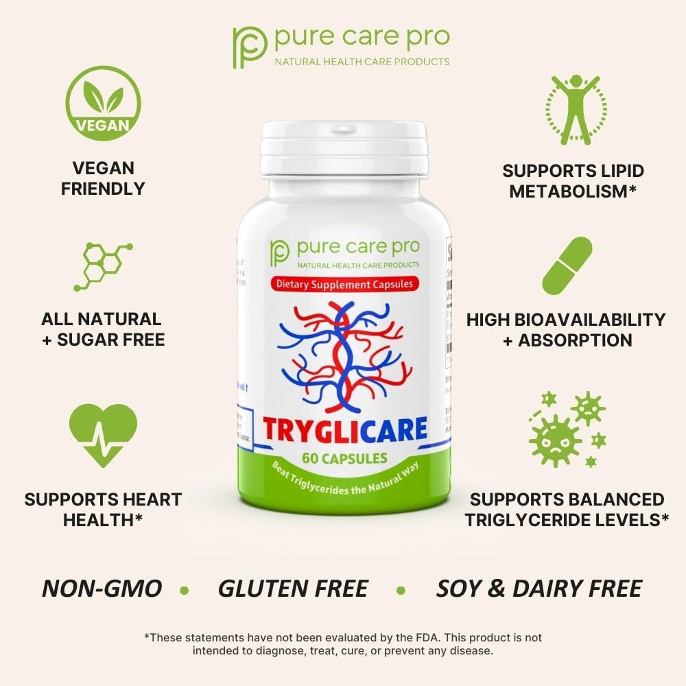 Pure Care Pro Tryglicare Triglyceride Support - 60 Vegan Capsules - image 3