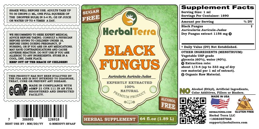 Herbal Terra LLC Black Fungus (Auricularia Auricula-Judae) Dried