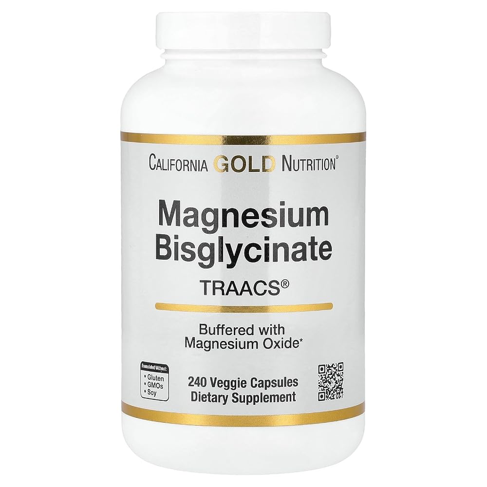 California Gold Nutrition Magnesium Bisglycinate - 240 Vegetarian Capsules
