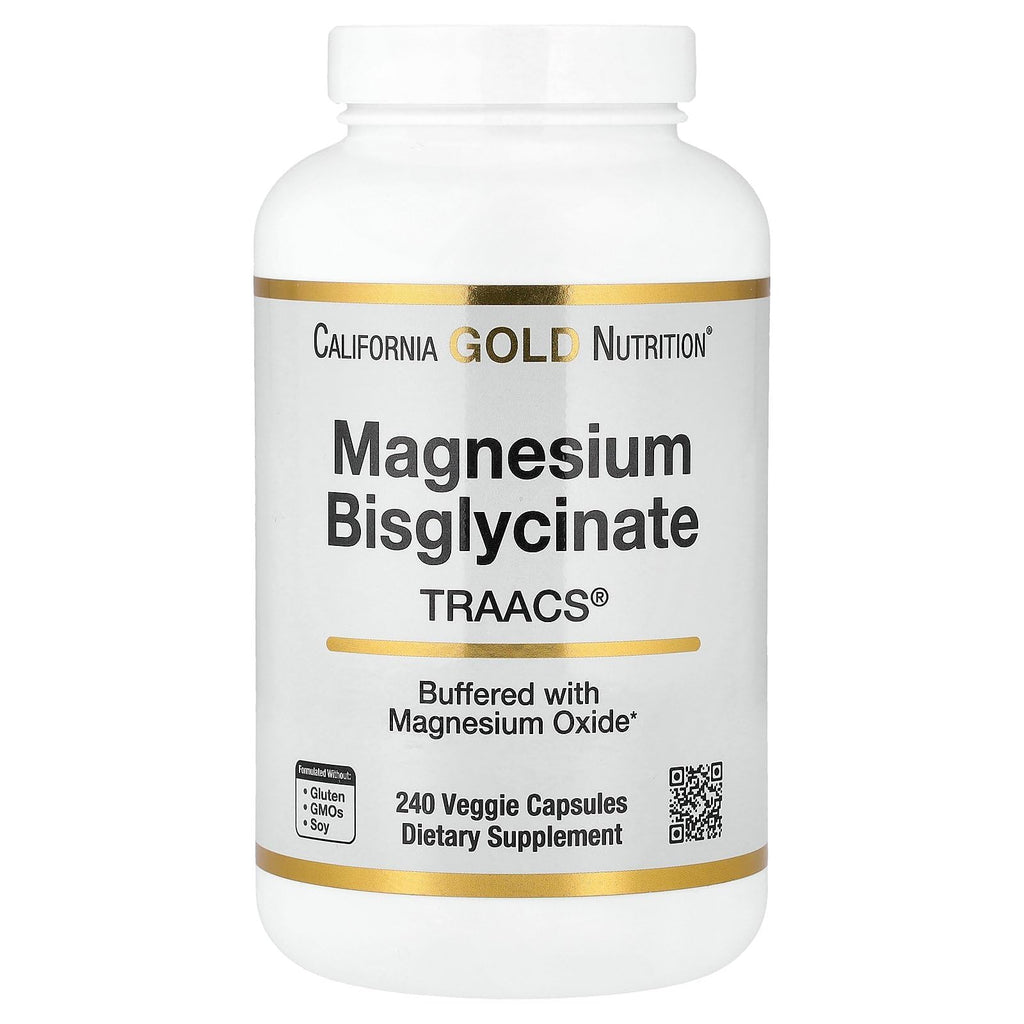 California Gold Nutrition Magnesium Bisglycinate - 240 Vegetarian Capsules