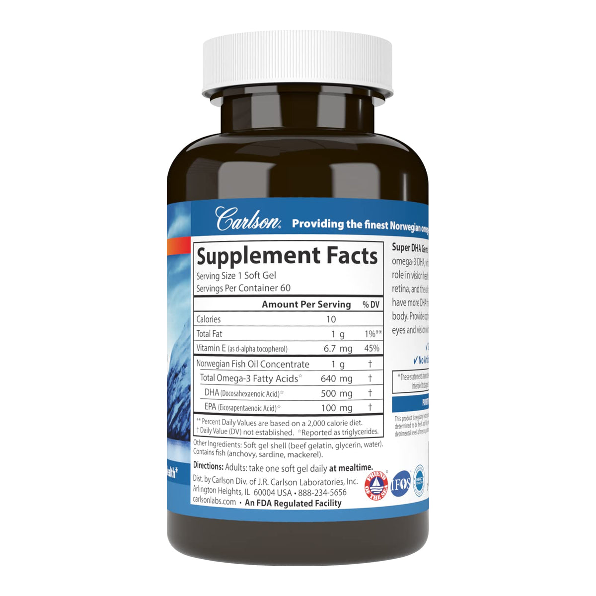 Carlson Super DHA Gems 500 mg - 60 Softgels - image 2