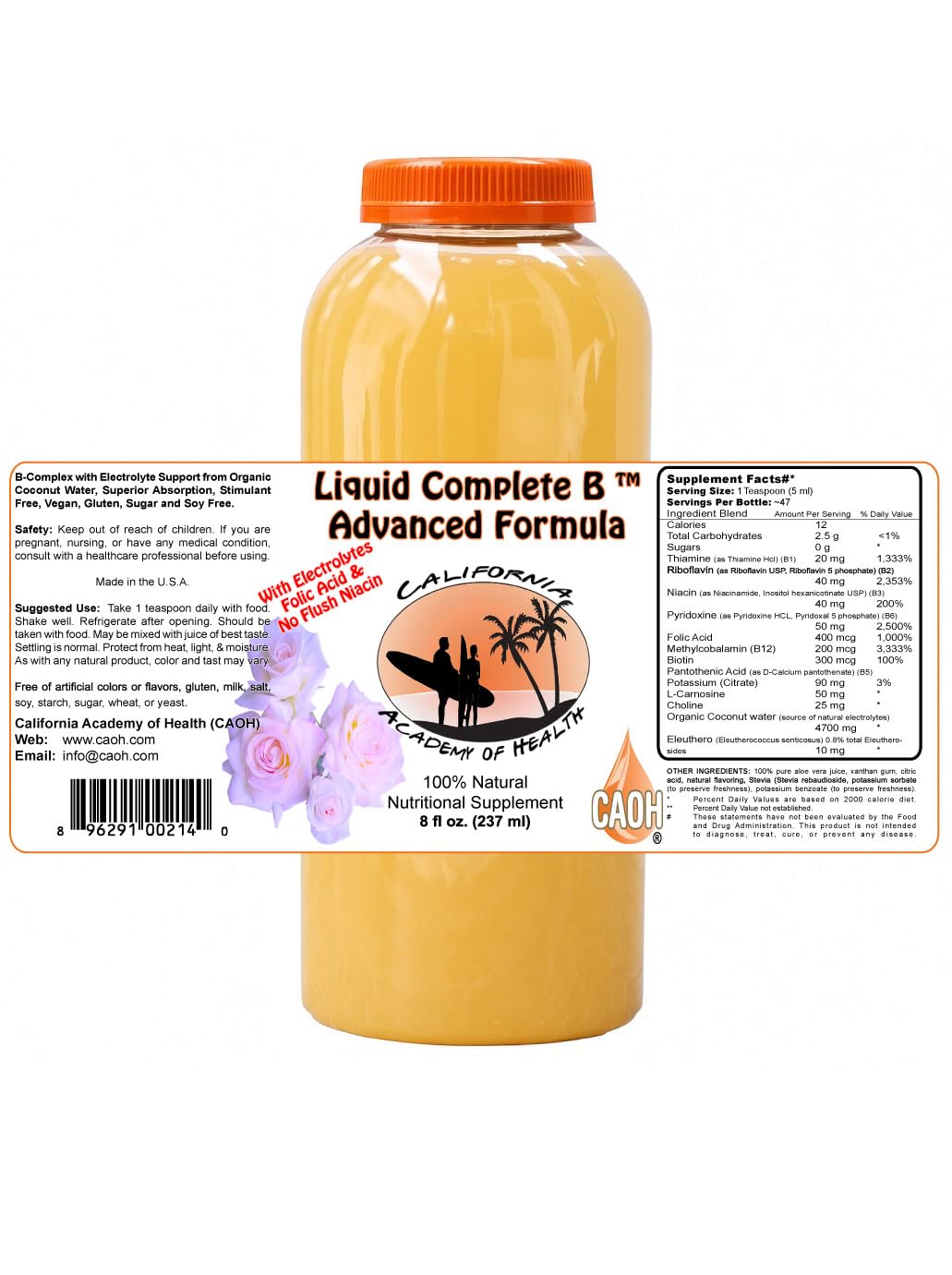 California Academy of Health Liquid Vitamin B Complex - 8 oz - image 2