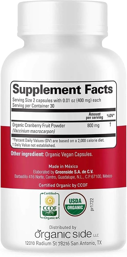 OS Organic Side Cranberry Capsules for Urinary Health - 120 Capsules - image 2