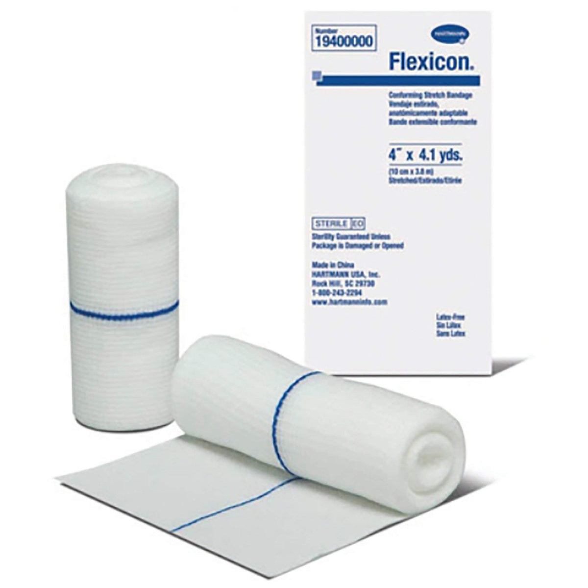 Flexicon White Conforming Bandage Sterile 4" x 4-1/10 Yd - 12 per Box