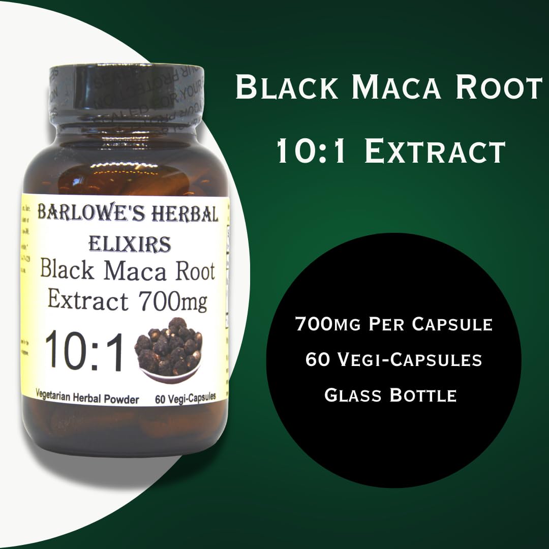 Barlowe's Herbal Elixirs Black Maca Root Extract 700 mg - 60 Vegetarian Capsules - image 3