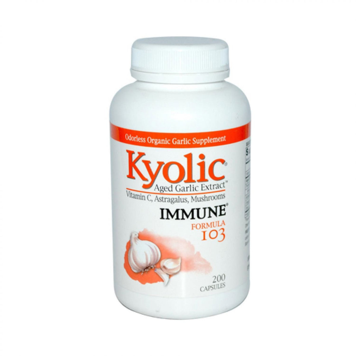 Kyolic Formula 103 Garlic Extract with Vitamin C and Astragalus - 200 Capsules