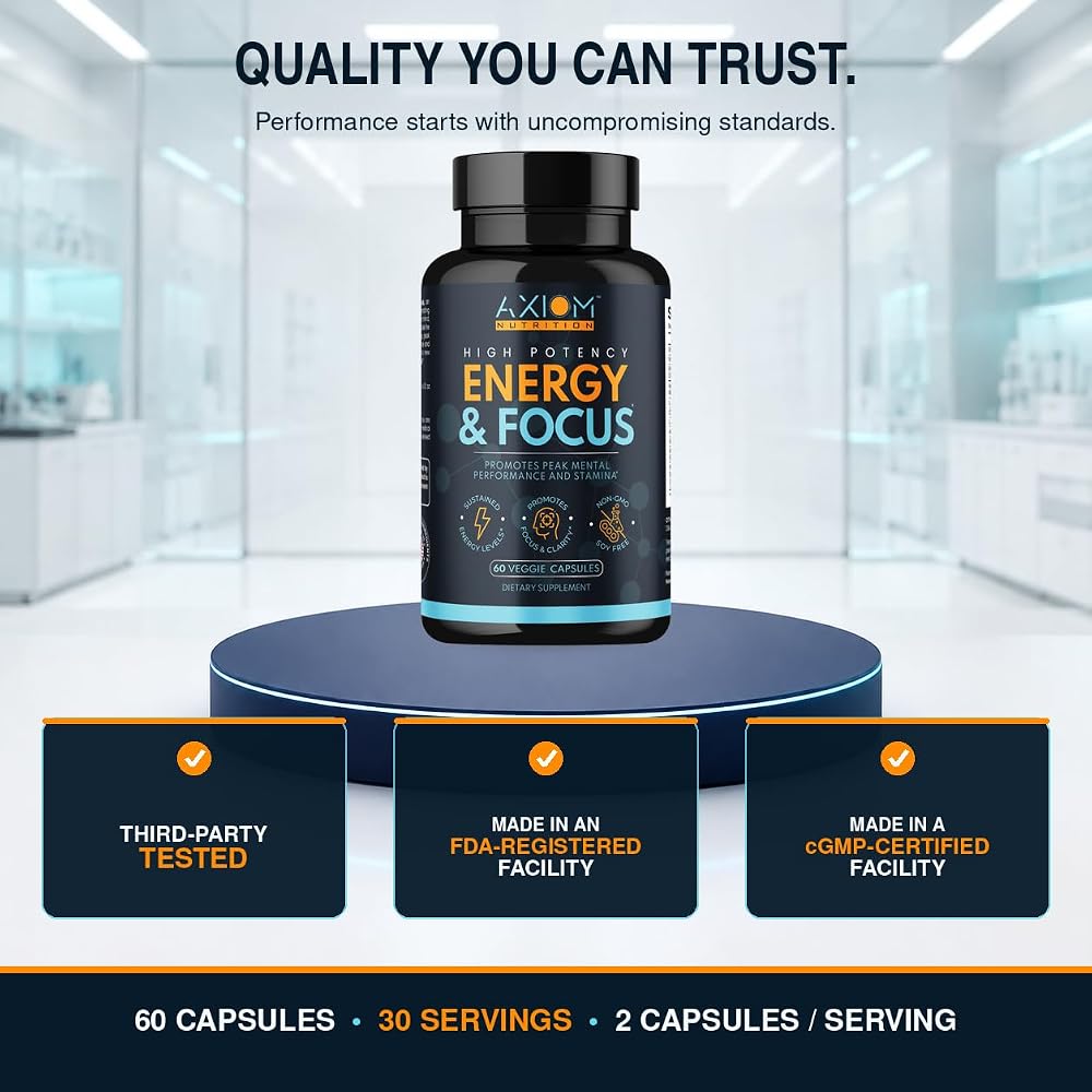 Axiom Nutrition Energy and Focus 200mg Caffeine - 60 Capsules - image 7