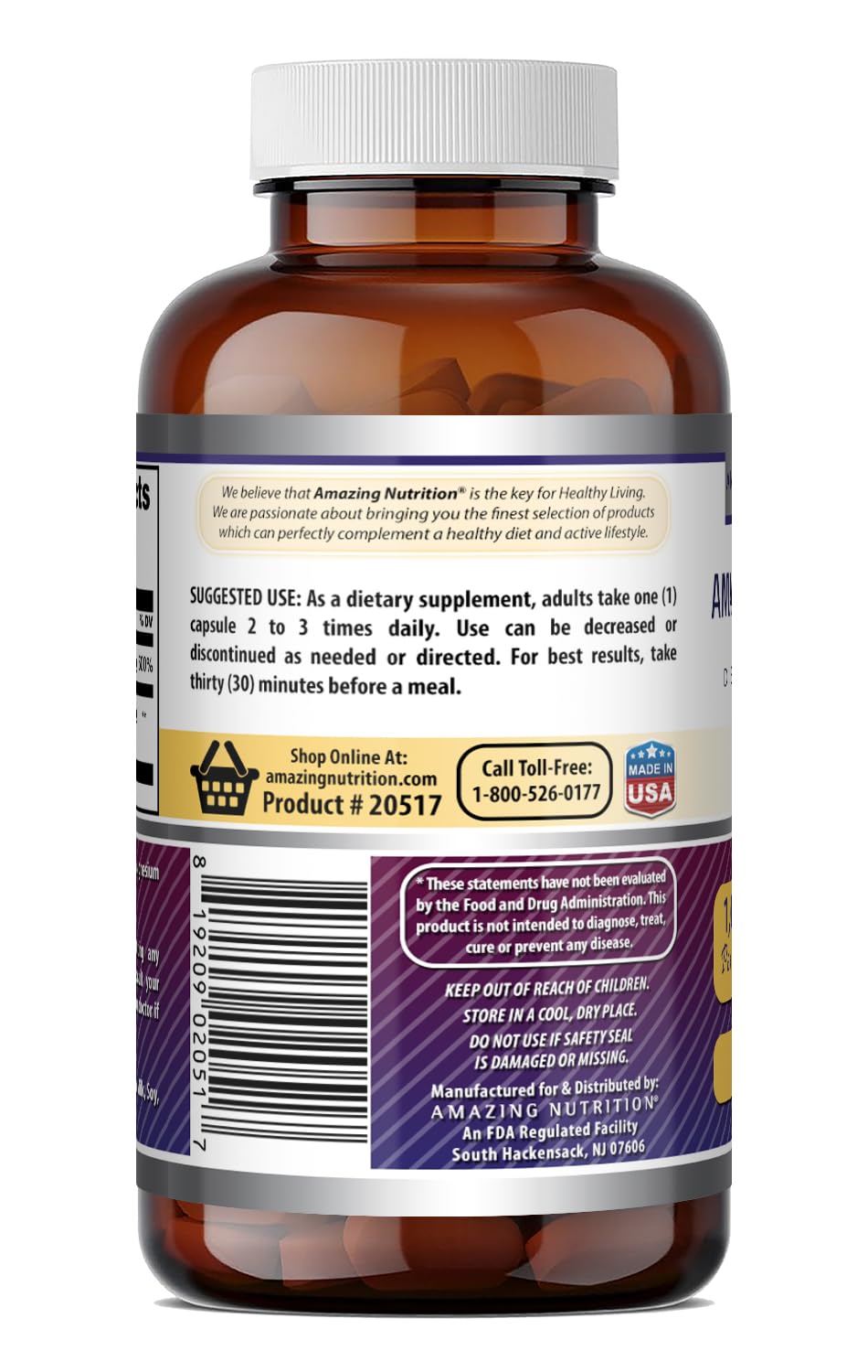 Amazing Nutrition DLPA DL-Phenylalanine 1000 mg - 60 Capsules - image 5