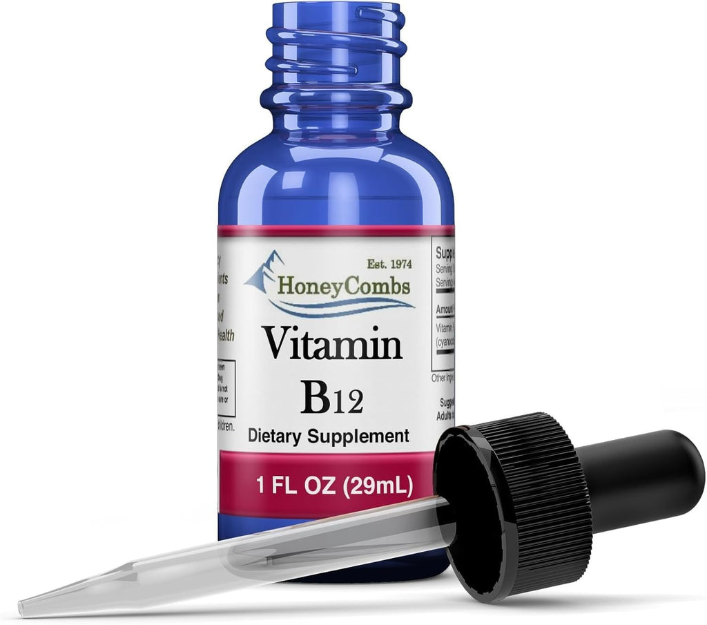 HoneyCombs Vitamin B12 Cyanocobalamin Liquid Drops - 36 Servings