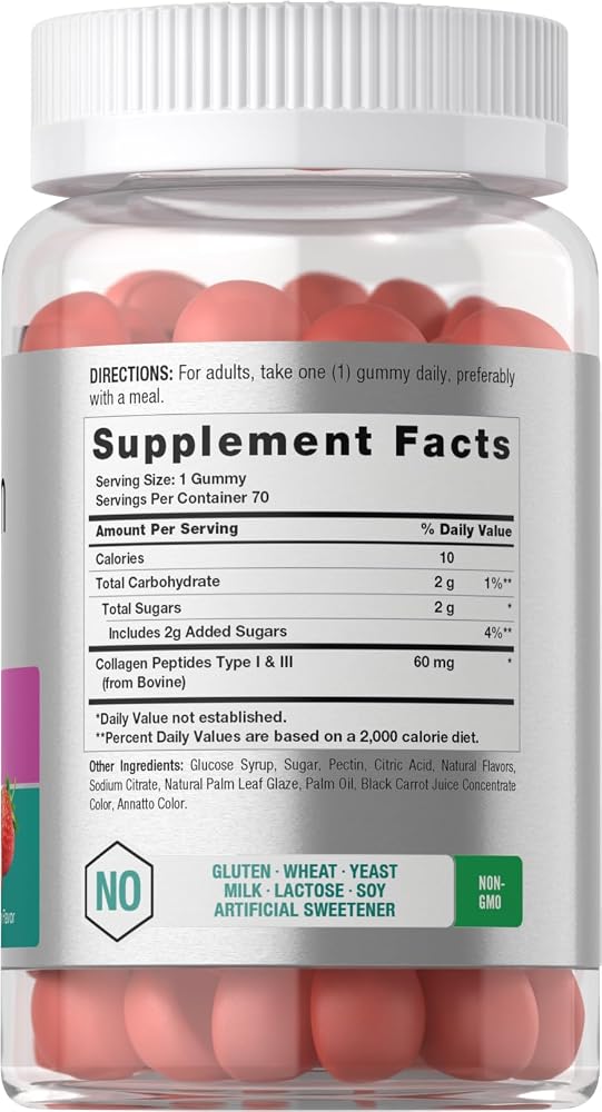 Horbäach Collagen Gummies Type 1 & 3 Strawberry - 70 Count - image 2