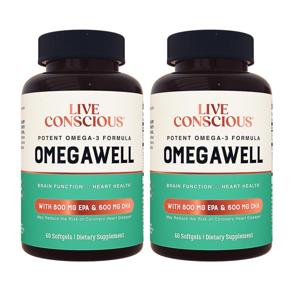 Live Conscious OmegaWell Fish Oil Omega-3 800 mg EPA 600 mg DHA - 120 Softgels