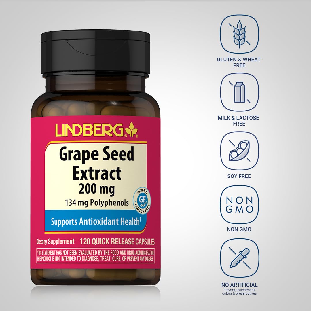 Lindberg Grape Seed Extract 200mg - 120 Capsules - image 3