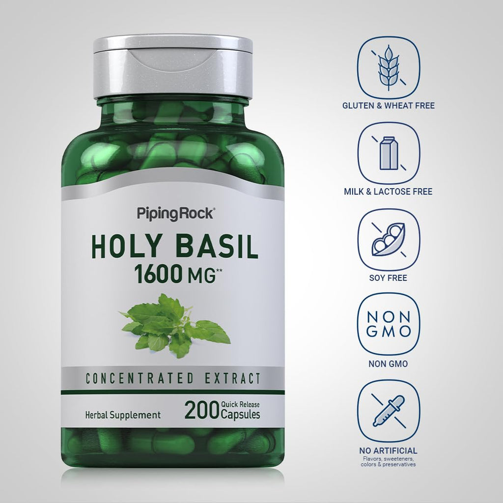 Piping Rock Holy Basil Supplement - 200 Capsules - image 3