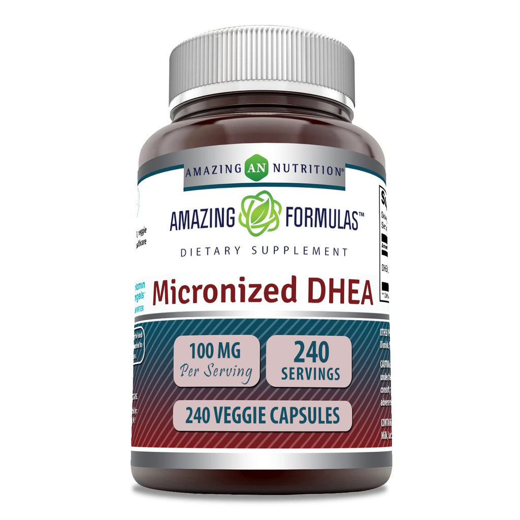 Amazing Nutrition Micronized DHEA Supplement 100 mg - 240 Vegetarian Capsules