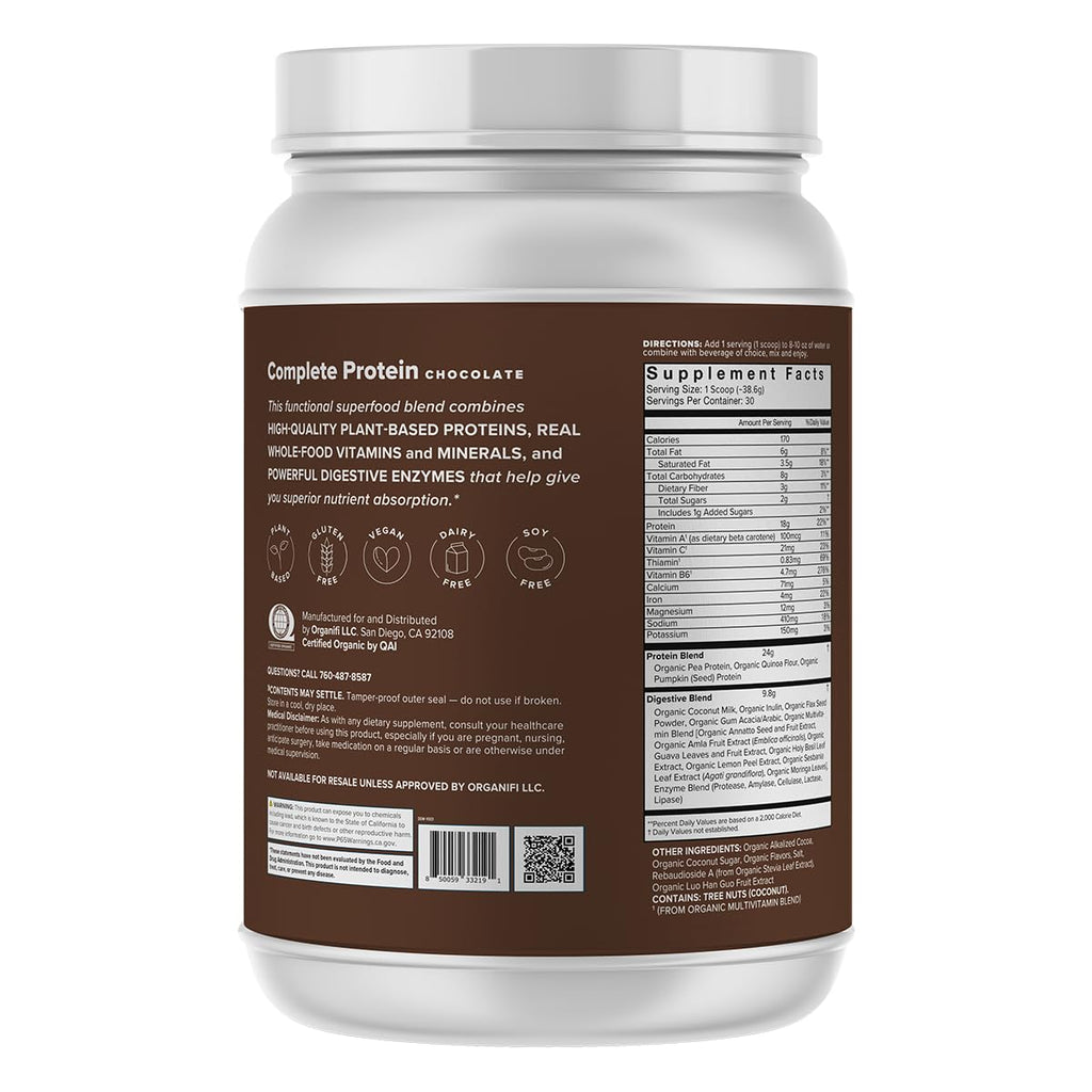 Organifi Complete Chocolate Protein Powder - 30 Servings - image 2