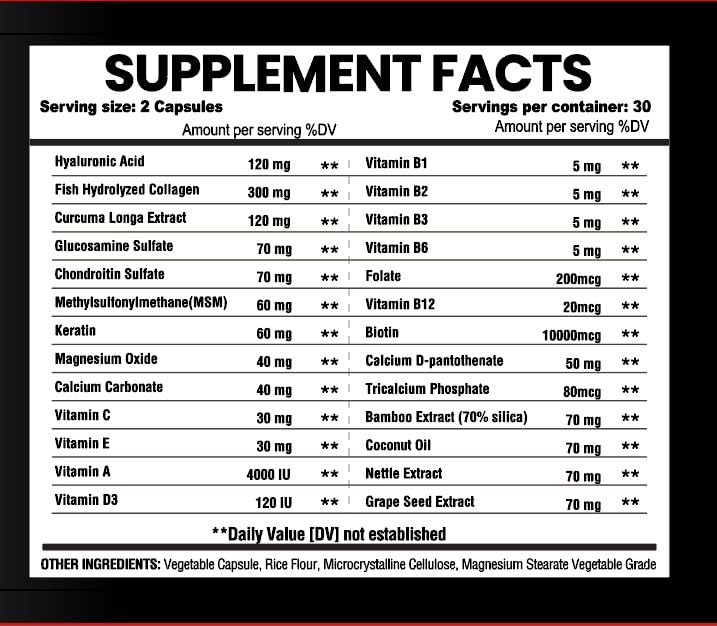 Ambition Hyaluronic Acid Biotin Collagen Beauty Complex - 60 Vegetarian Capsules - image 3