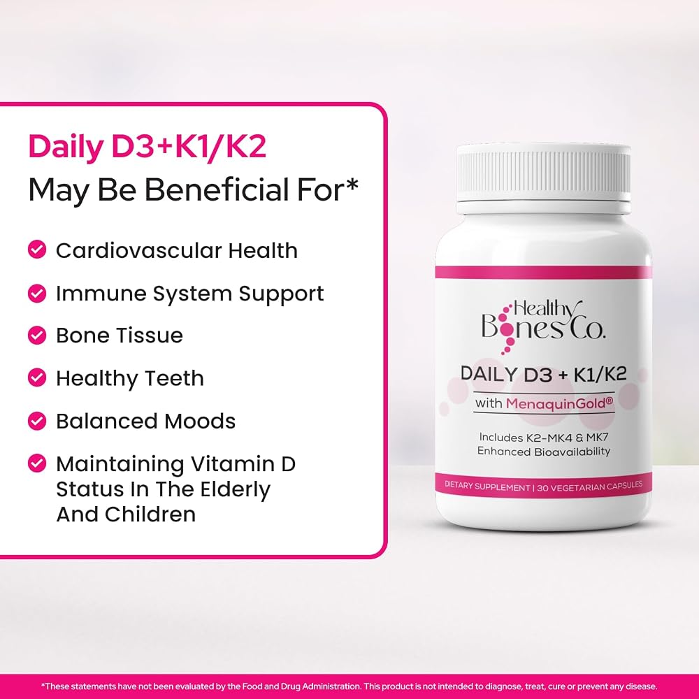 Healthy Bones Co. Vitamin D3 K2 2000 IU - 30 Vegetarian Capsules - image 3