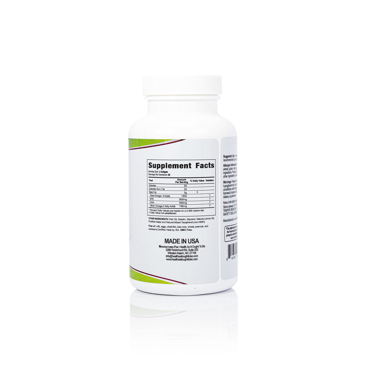 Health As It Ought To Be Omega-3 EPA DHA 400/300mg - 120 Capsules - image 2