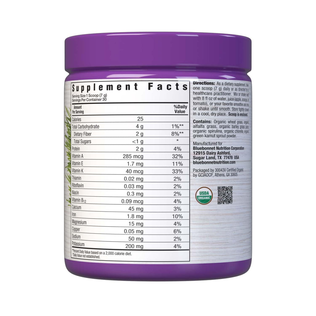 BlueBonnet Nutrition Super Earth Organic Greens Powder - 7.4 Oz - image 2