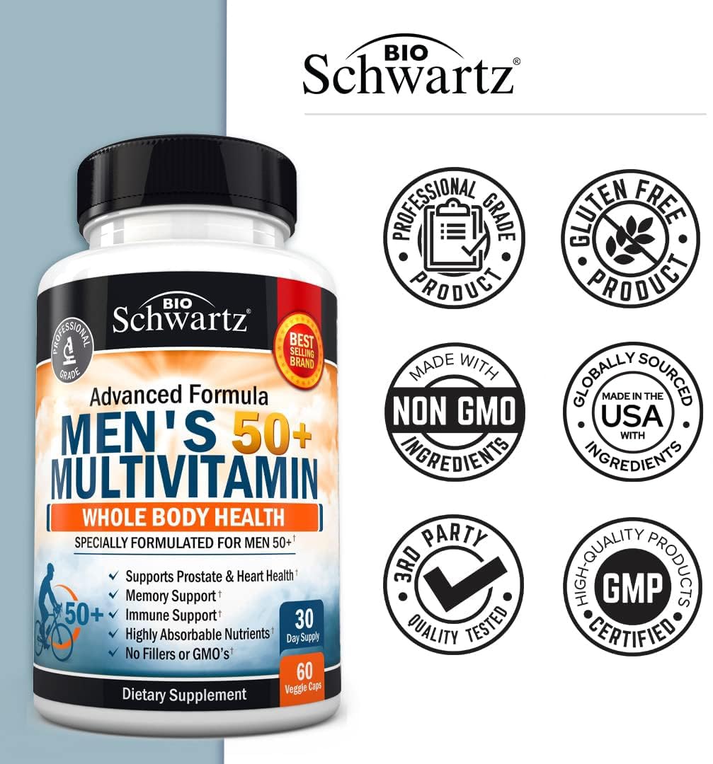 BioSchwartz Mens Multivitamin with Vitamin C A B D3 E Zinc for Immune