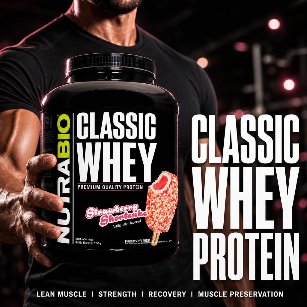 NutraBio Classic Whey Protein Powder Supplement - 25g of Protein Per