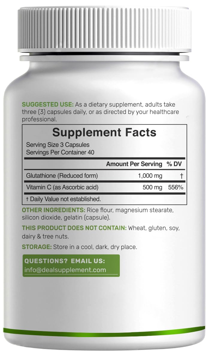 DEAL SUPPLEMENT Glutathione 1,000mg with Vitamin C - 120 Capsules - image 3