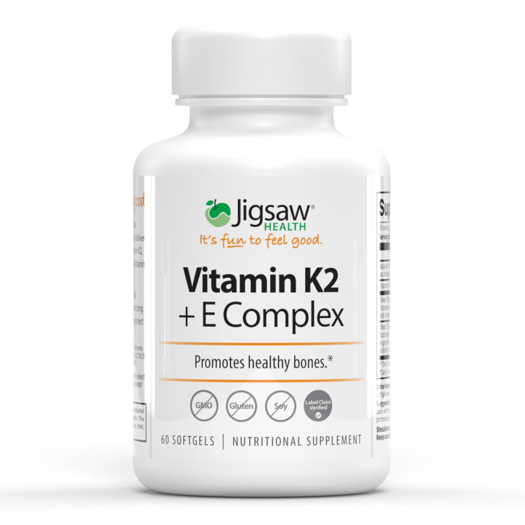 Jigsaw Health Vitamin K2 + E Complex for Bone Health - 60 Softgels