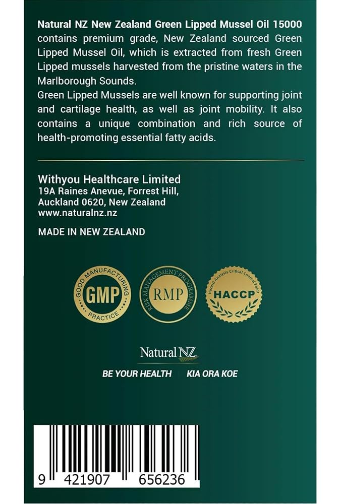 Natural NZ Green Lipped Mussel Oil 15000 Joint Support - 120 Softgels - image 3