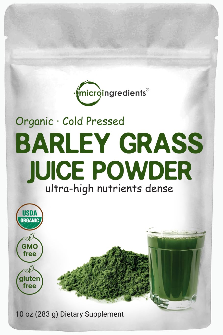 Micro Ingredients Organic Barley Grass Juice Powder - 10 Ounce