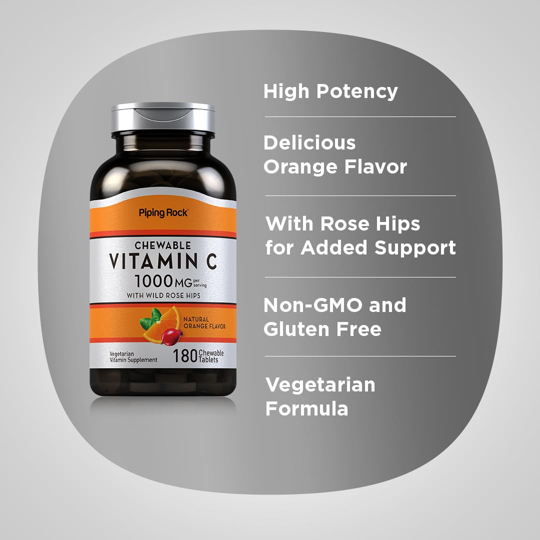 Piping Rock Vitamin C 1000mg Chewable Tablets - 180 Count - image 4