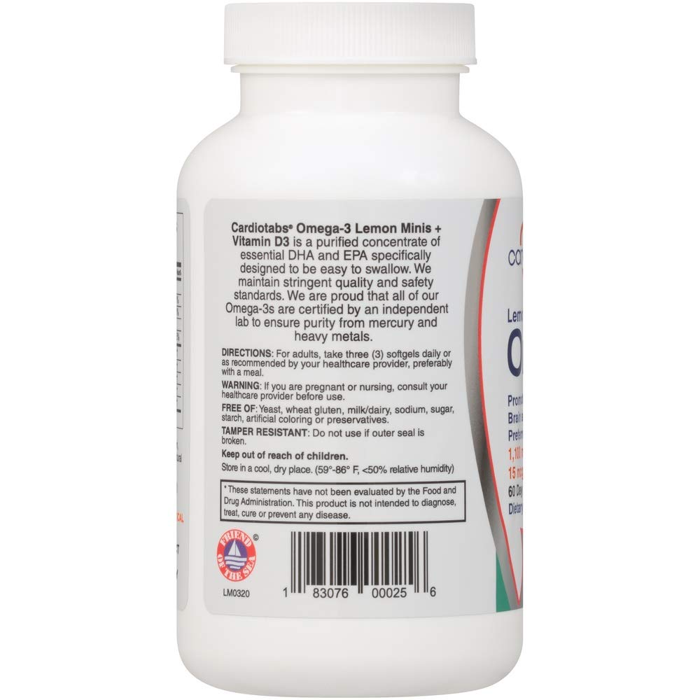 CardioTabs Omega-3 Lemon Minis with Vitamin D3 - 180 Softgels - image 4