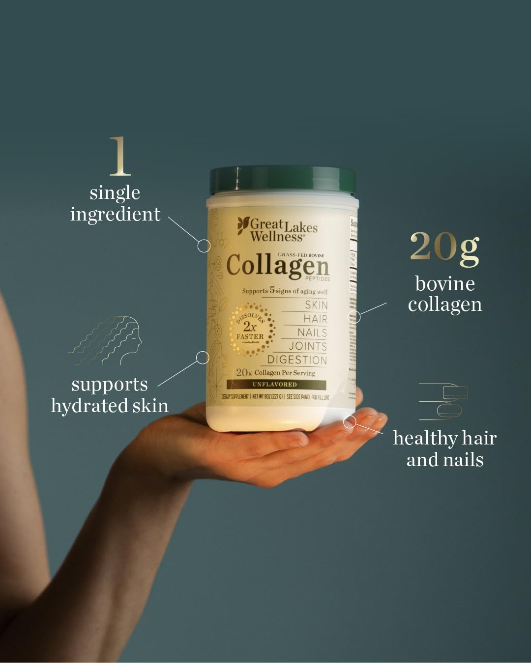 Great Lakes Wellness Collagen Peptides Powder Unflavored - 64 oz - image 4