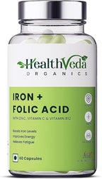 Generic Iron + Folic Acid Supplement with Zinc, Vitamin C & B12 - 60 Capsules