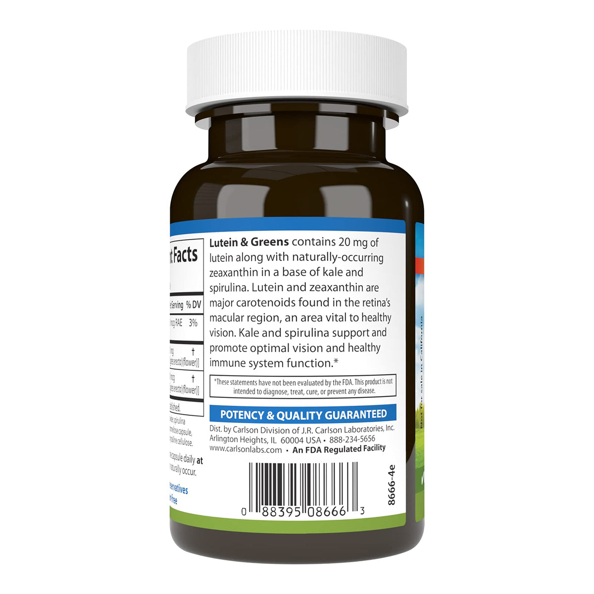 Carlson Lutein & Greens 20 mg Vision Support - 60 Vegetarian Capsules - image 3