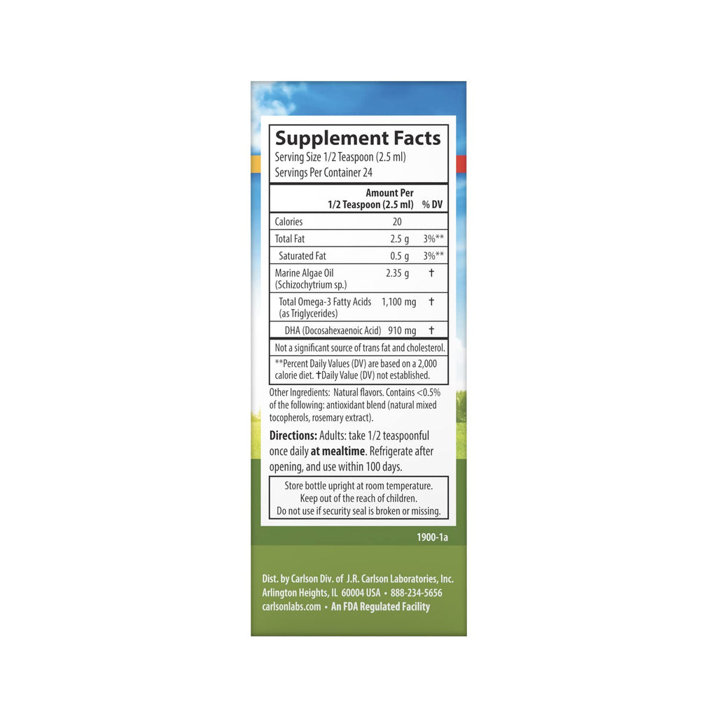 Carlson Vegetarian DHA 910 mg Plant-Based - 60 mL - image 2