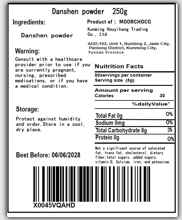 MOORCHOCO Dan Shen Powder Salvia Miltiorrhiza Red Sage - 8.81oz - image 7