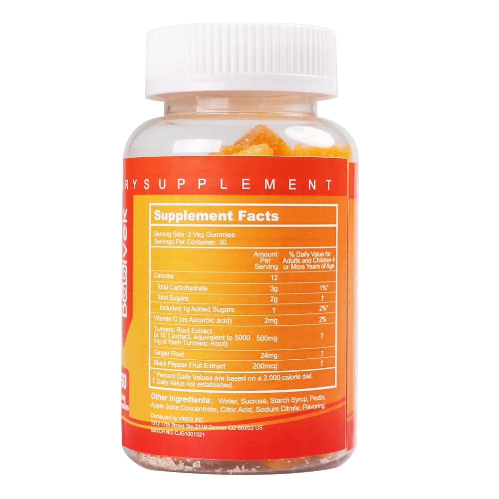 Babivek Turmeric Curcumin Gummies 500mg Joint Support - 120 Gummies - image 2