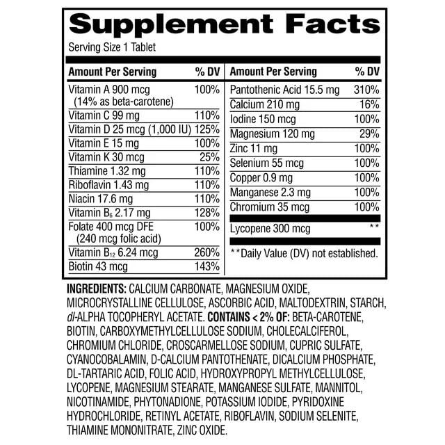 RENEGADE DIMENSIONS Equate One Daily Men's Multivitamin - 200 Tablets - image 2