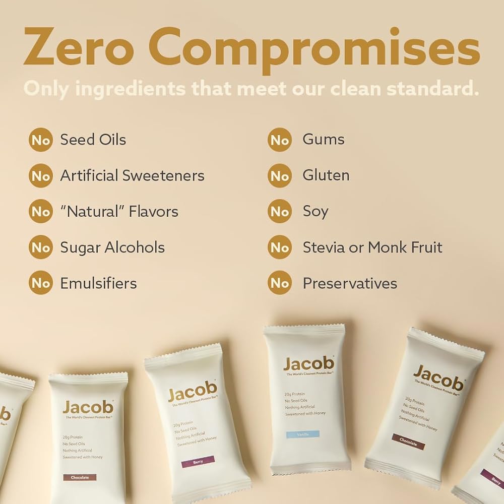Jacob Vanilla Protein Bars, 20g Grass-Fed Protein - 9 Pack - image 5