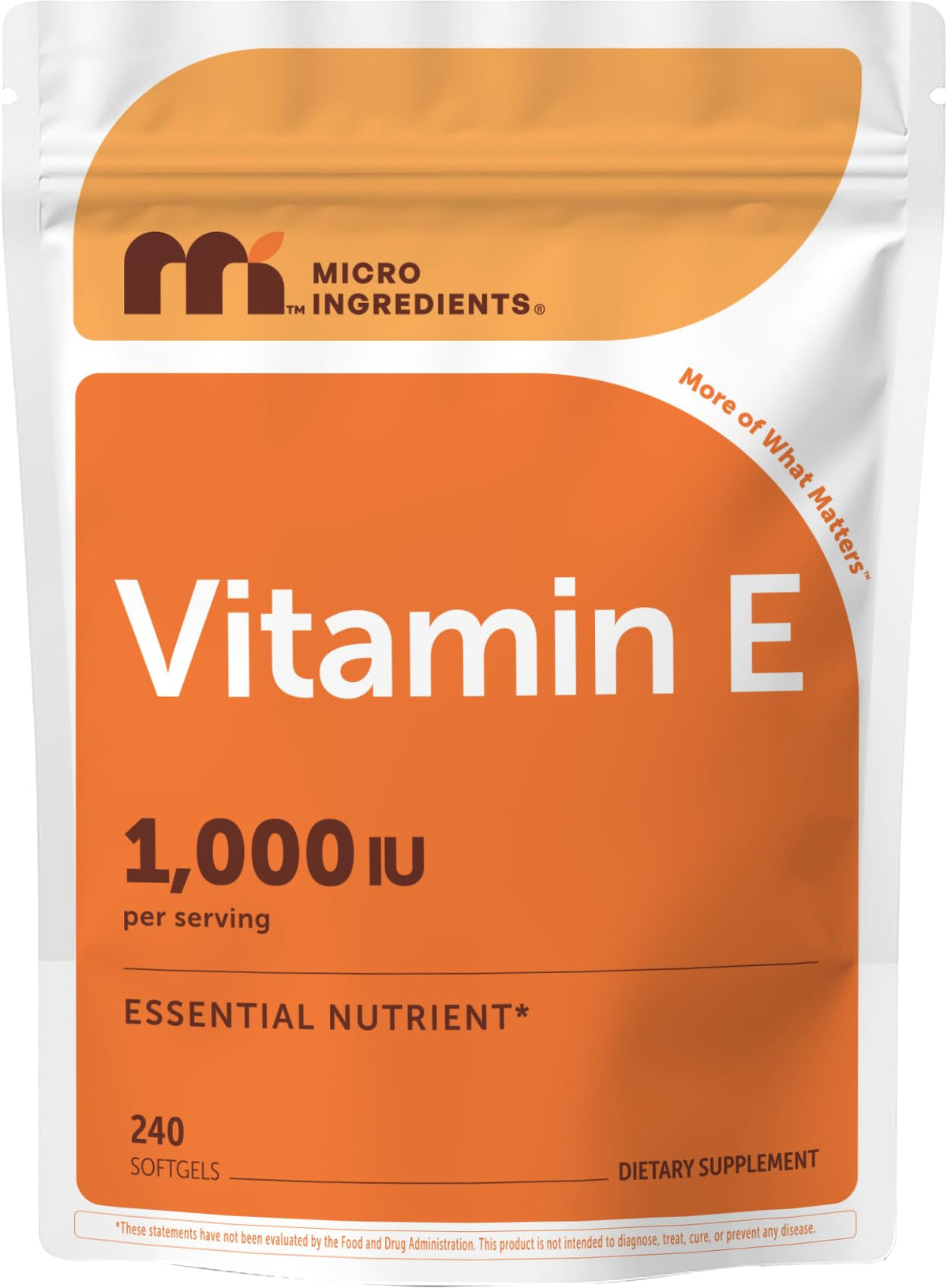 Micro Ingredients Vitamin E 1000 IU - 240 Softgels