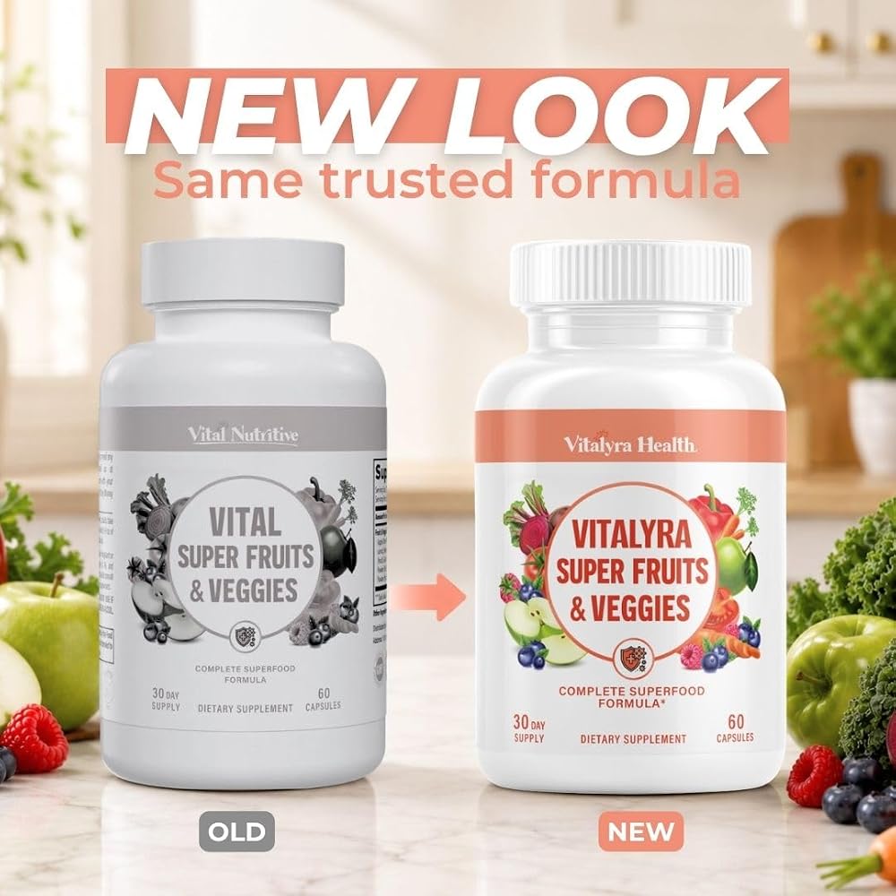 Vital Super Fruits & Veggies - Daily Superfood Capsules for Adults