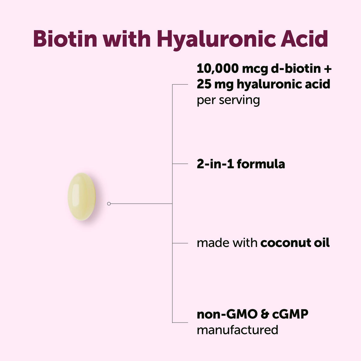 Micro Ingredients Biotin 10,000 mcg with Hyaluronic Acid - 365 Softgels - image 3