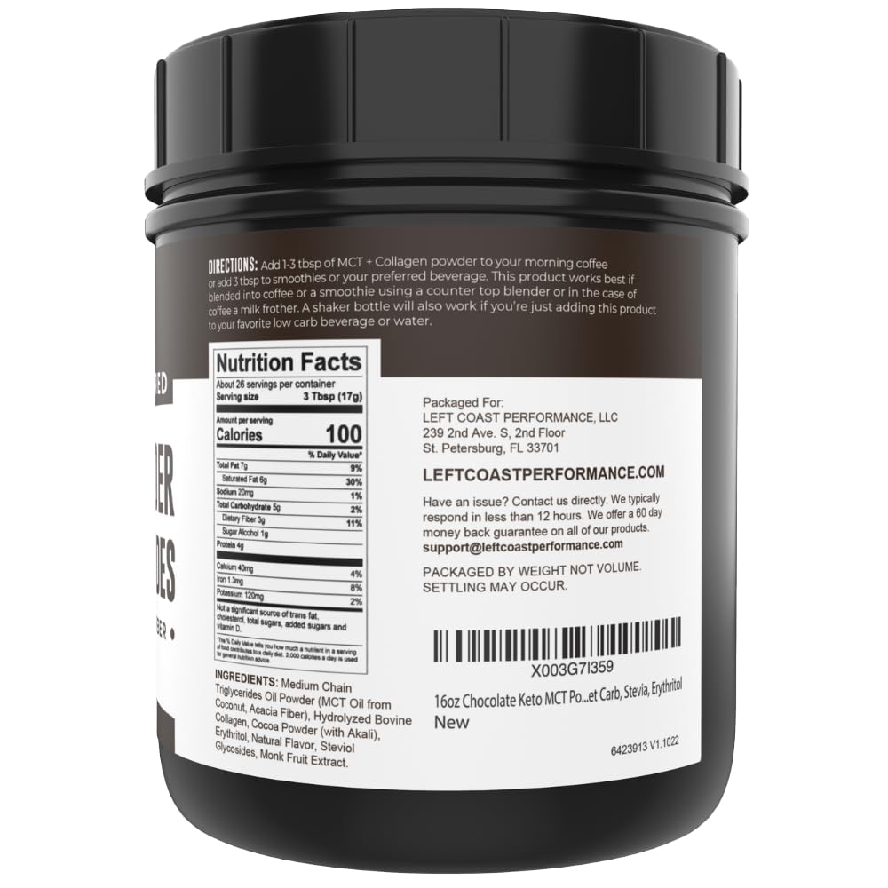 Left Coast Performance Keto MCT Powder + Collagen + Prebiotic Acacia